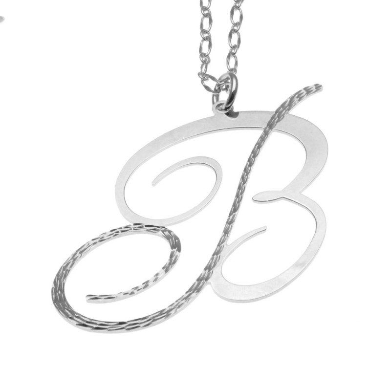 collana donna con lettera o iniziale b in bronzo