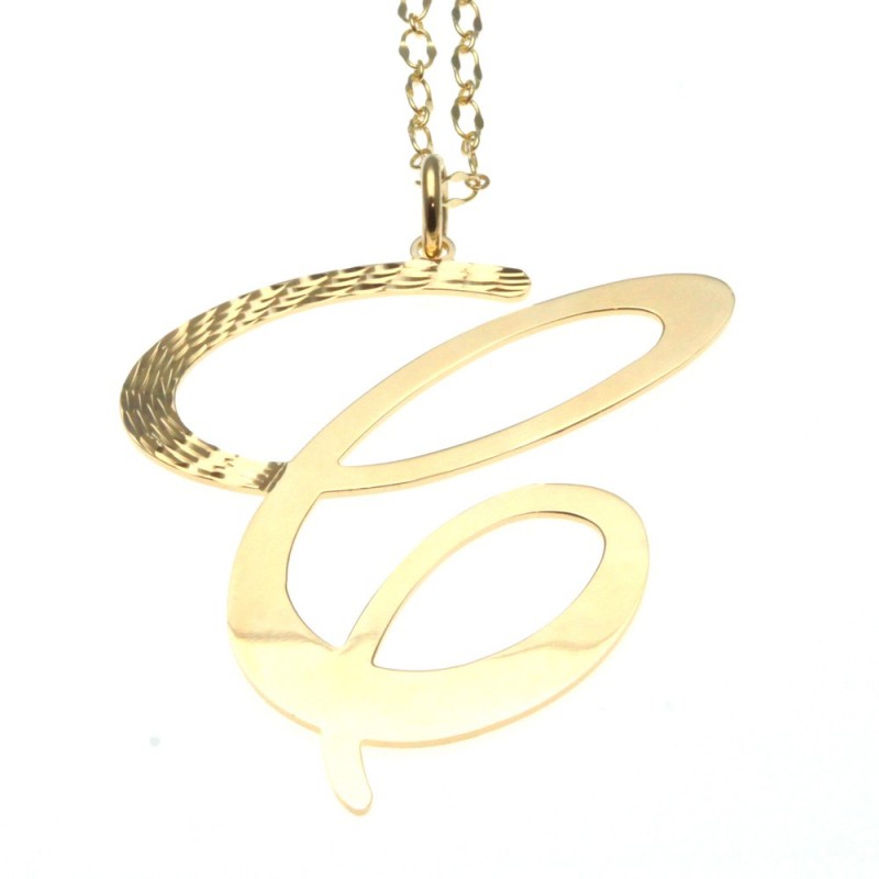 collana donna con lettera o iniziale c in bronzo