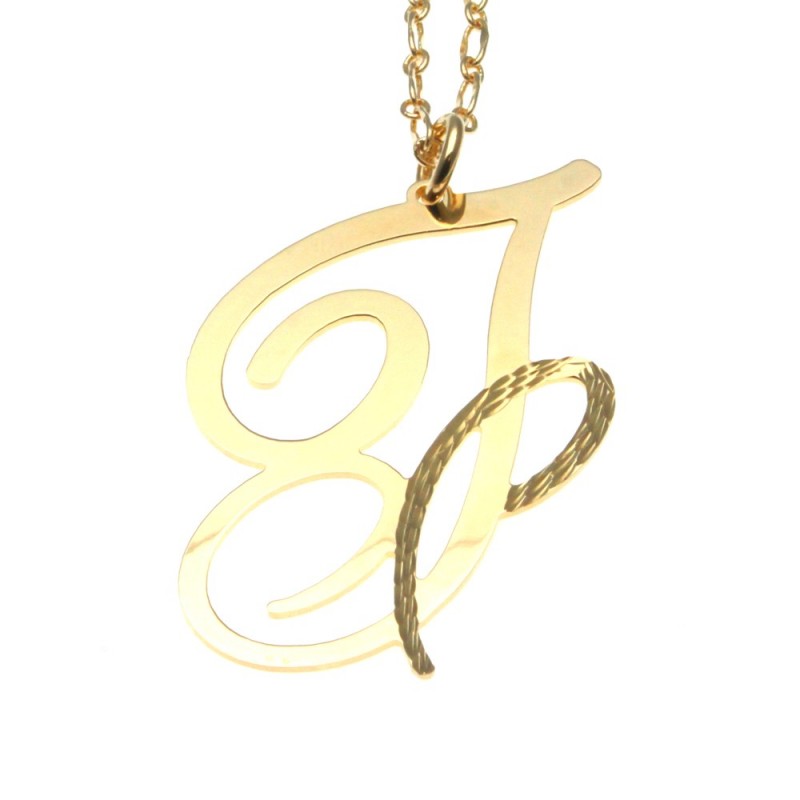 collana donna con lettera o iniziale f in bronzo