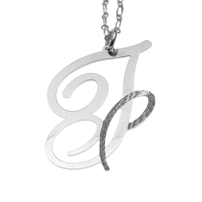 collana donna con lettera o iniziale f in bronzo