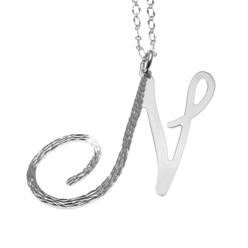 collana donna con lettera o iniziale n in bronzo