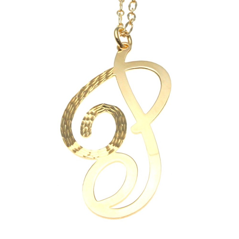 collana donna con lettera o iniziale p in bronzo