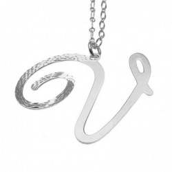 collana donna con lettera o iniziale v in bronzo