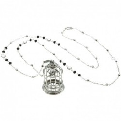 collana donna ciondolo con gabbietta e uccellino