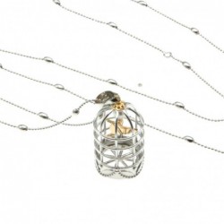 collana donna ciondolo con gabbietta e uccellino