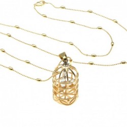 collana donna ciondolo con gabbietta e uccellino