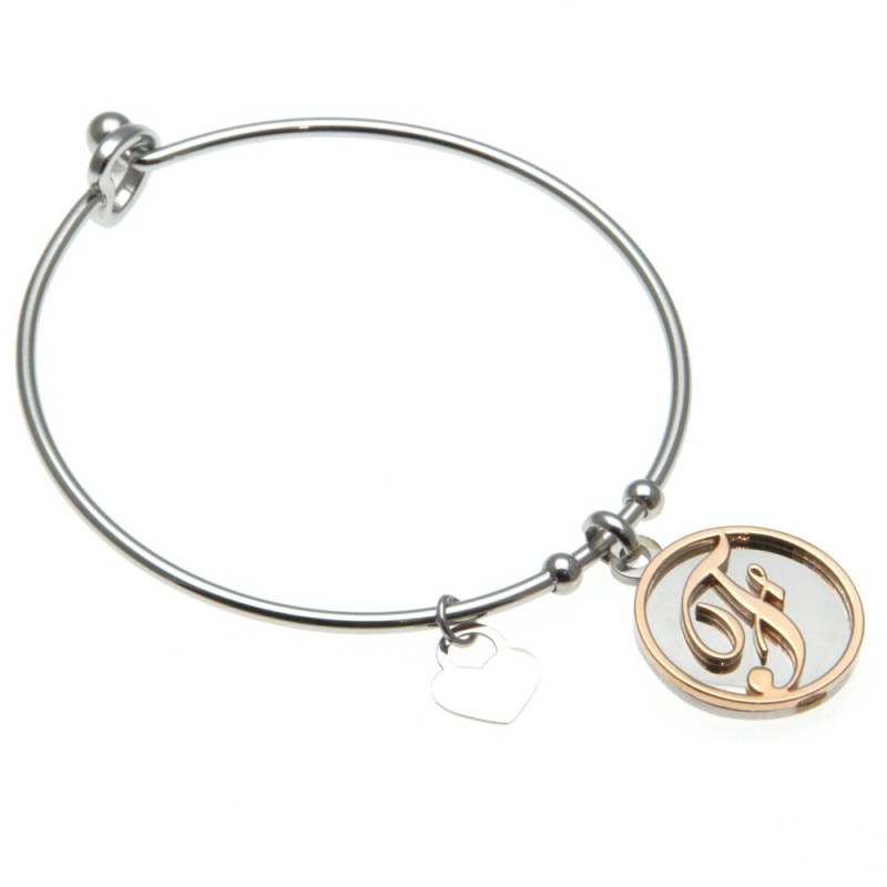 bracciale donna con lettera f rigido