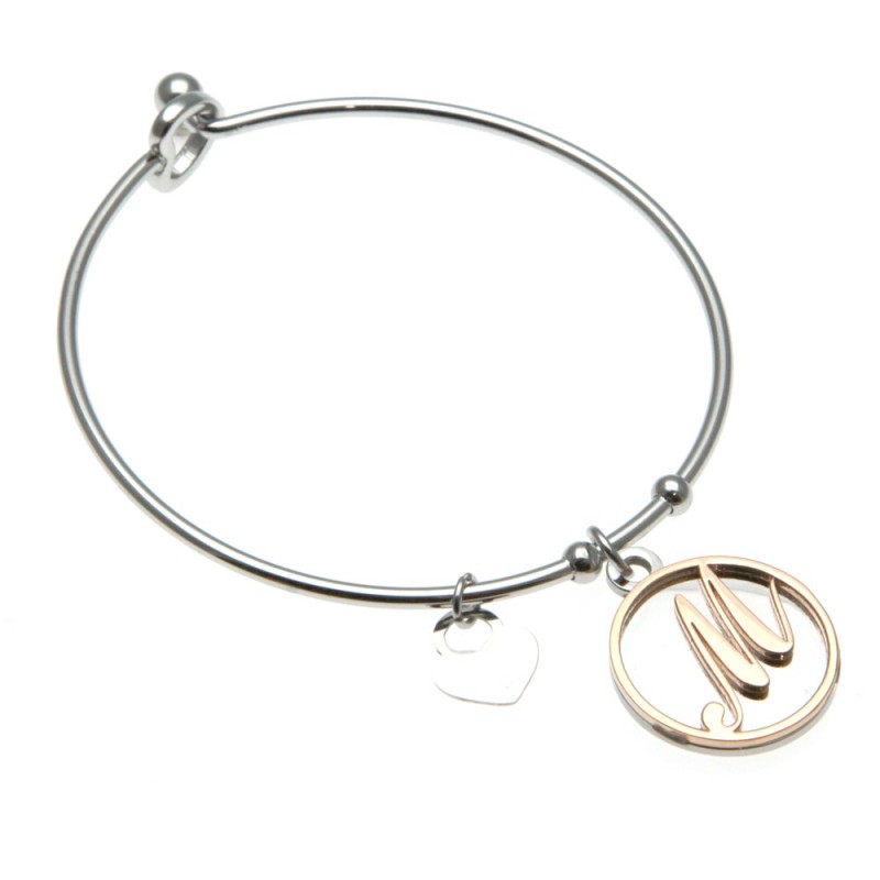 bracciale donna con lettera m rigido