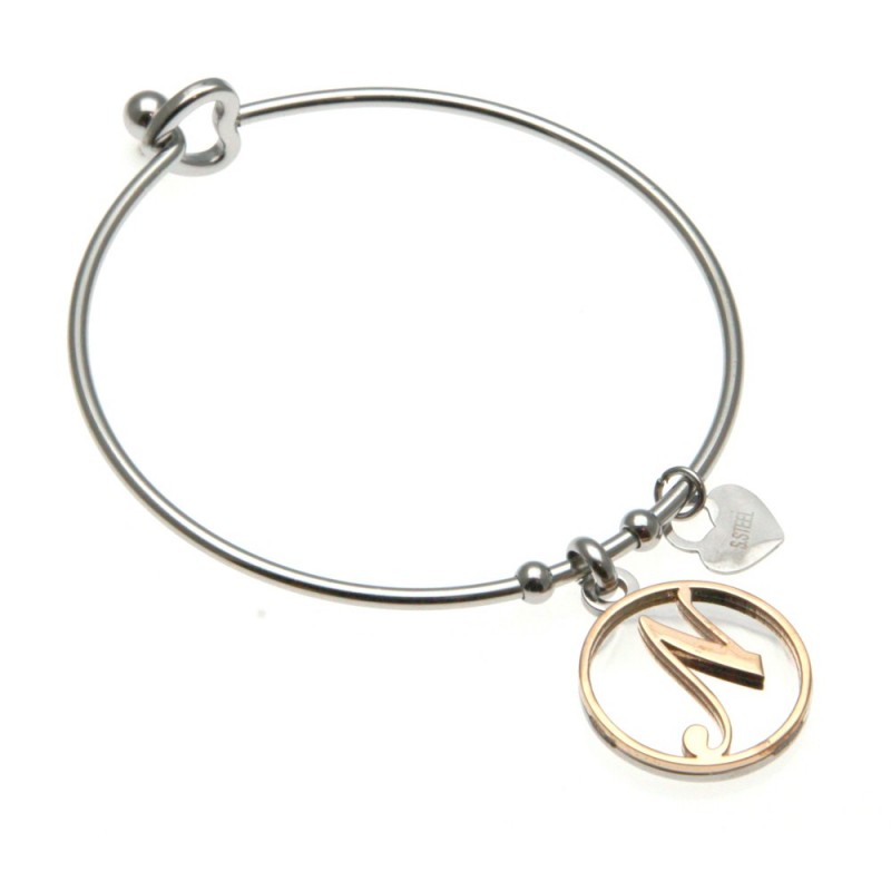 bracciale donna con lettera n rigido