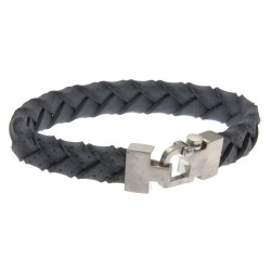 bracciale uomo in pelle blu chiusura particolare