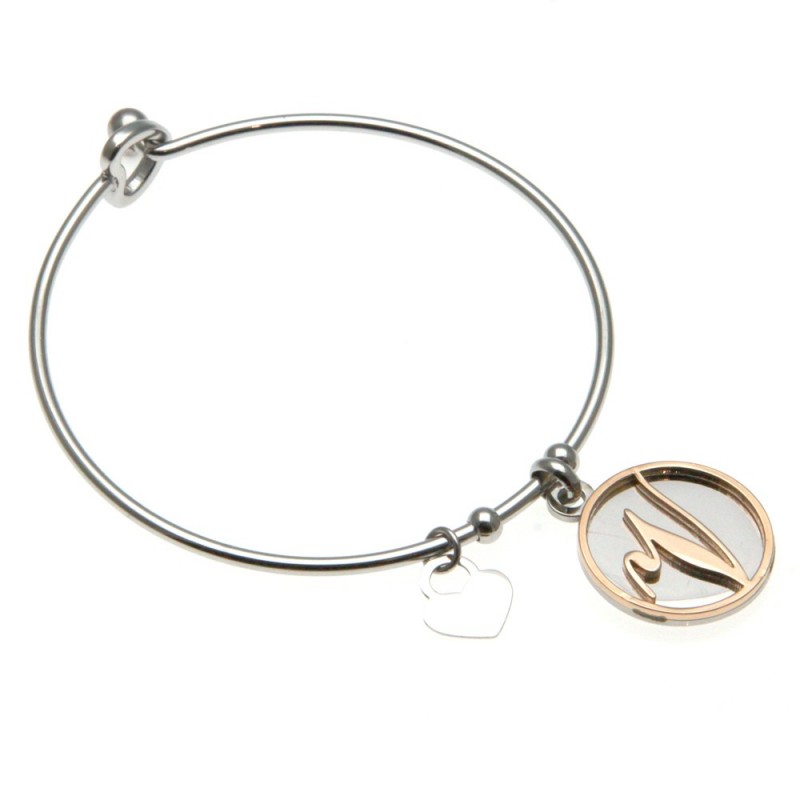 bracciale donna con lettera v rigido