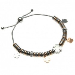 bracciale donna con quadrifogli in acciaio