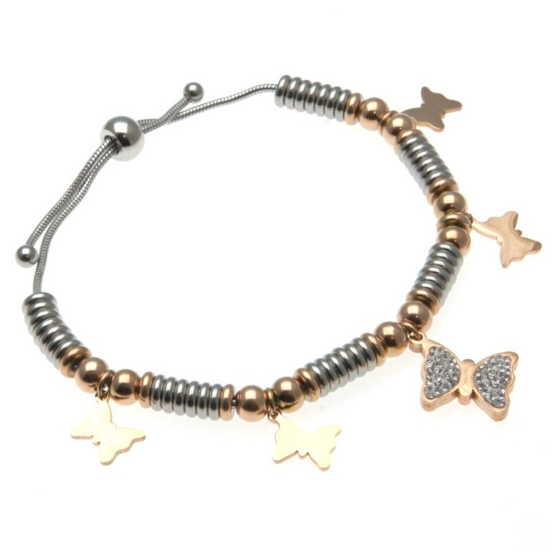 bracciale donna con farfalle in acciaio
