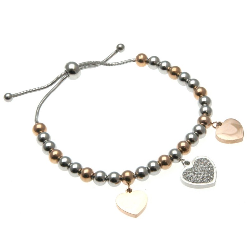 bracciale donna con cuoricini in acciaio