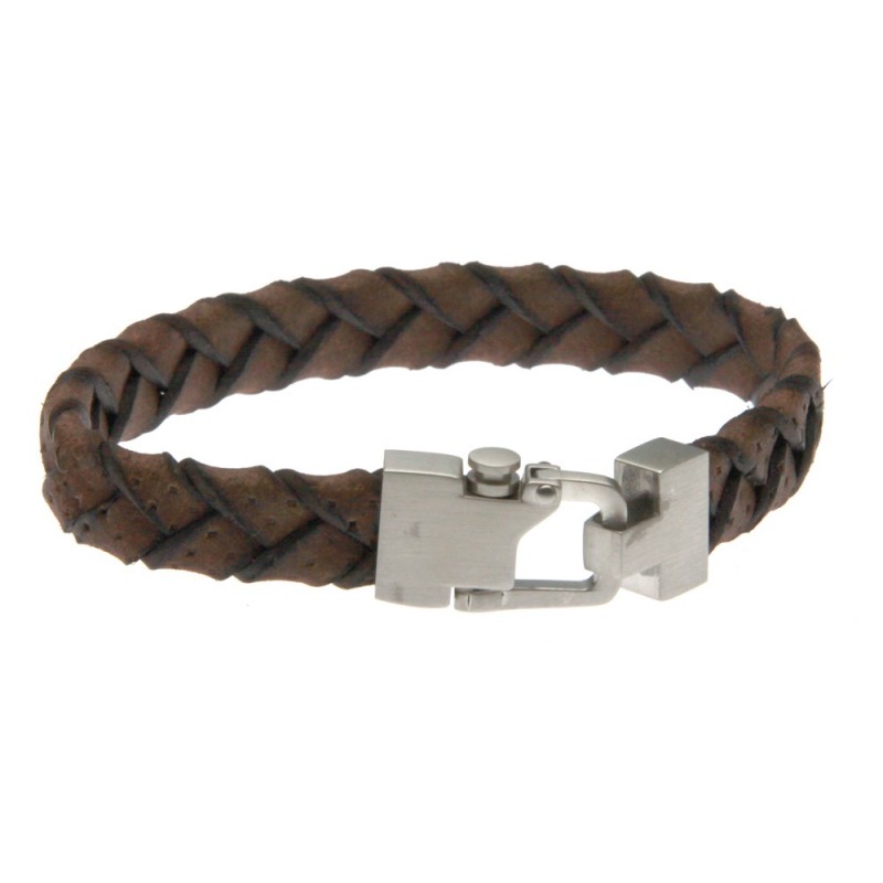 bracciale uomo in pelle e chiusura particolare
