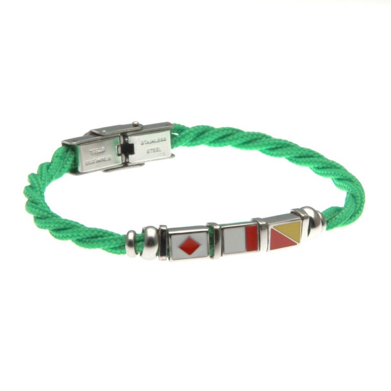 bracciale uom con bandiere in acciaio e cordoncino