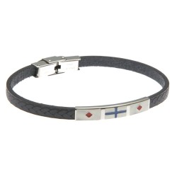 bracciale uomo con bandiere in acciaio e pelle