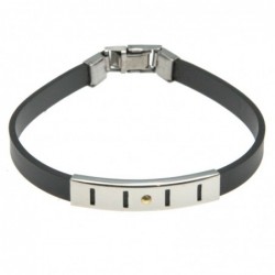 bracciale uomo in caucciù con piastra con elemento dorato