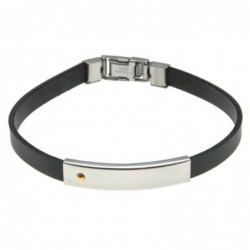 bracciale uomo in caucciù con piastra con elemento dorato