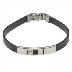 bracciale uomo in caucciù con piastra con elemento dorato