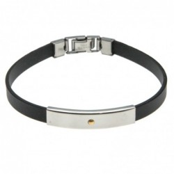 bracciale uomo in caucciù con piastra con elemento dorato