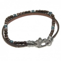 bracciale uomo con pietre pelle e chiusura particolare