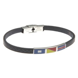bracciale uomo con bandiere in acciaio e pelle