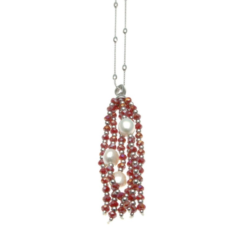 Collana donna con ciondolo con pietre e perle