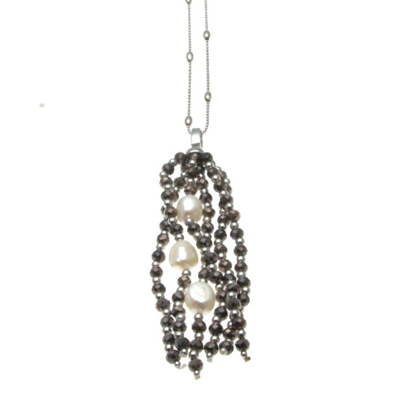 Collana donna con ciondolo con pietre e perle
