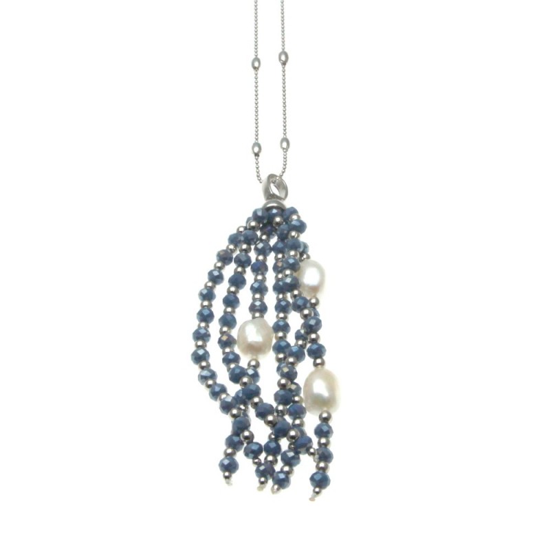 Collana donna con ciondolo con pietre e perle