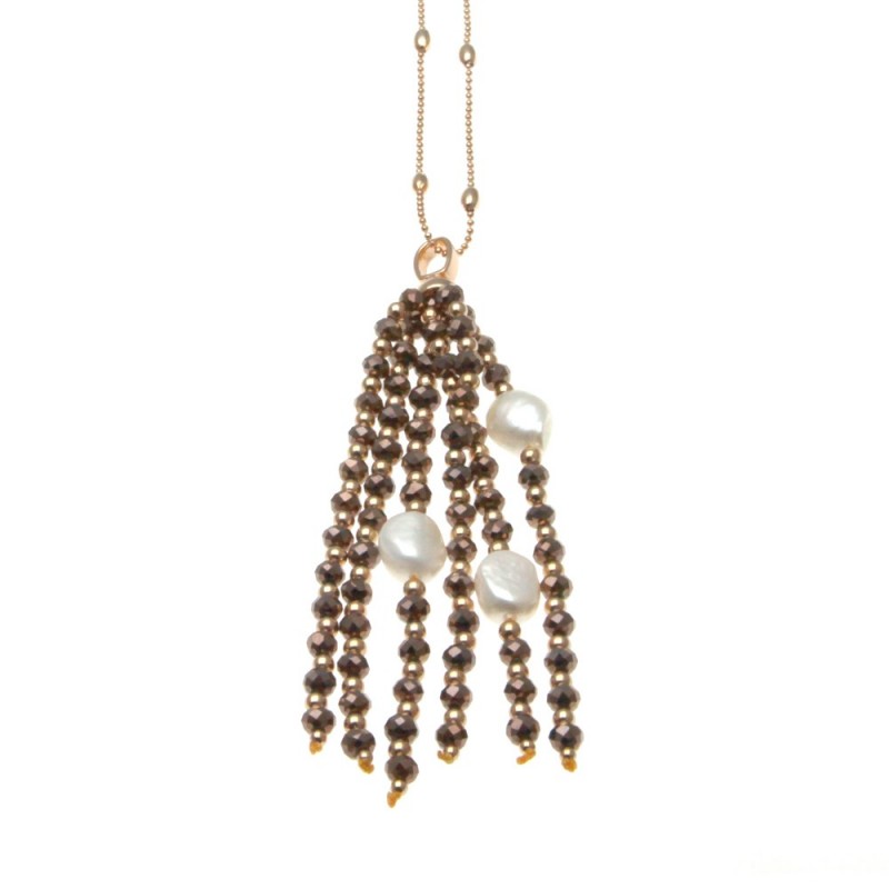 Collana donna con ciondolo con pietre e perle