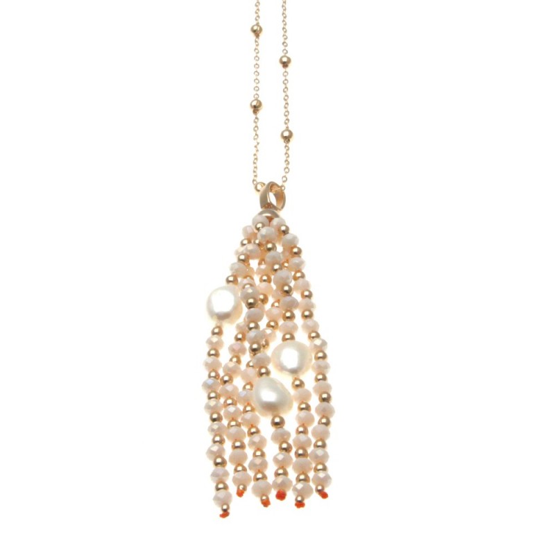 Collana donna con ciondolo con pietre e perle