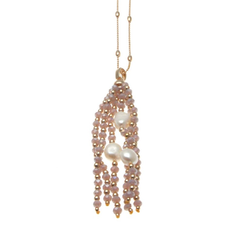 Collana donna con ciondolo con pietre e perle