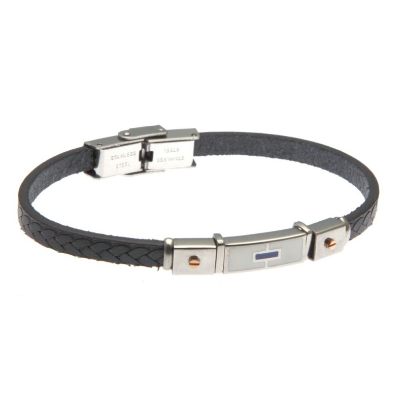 bracciale uomo con bandiere in pelle blu