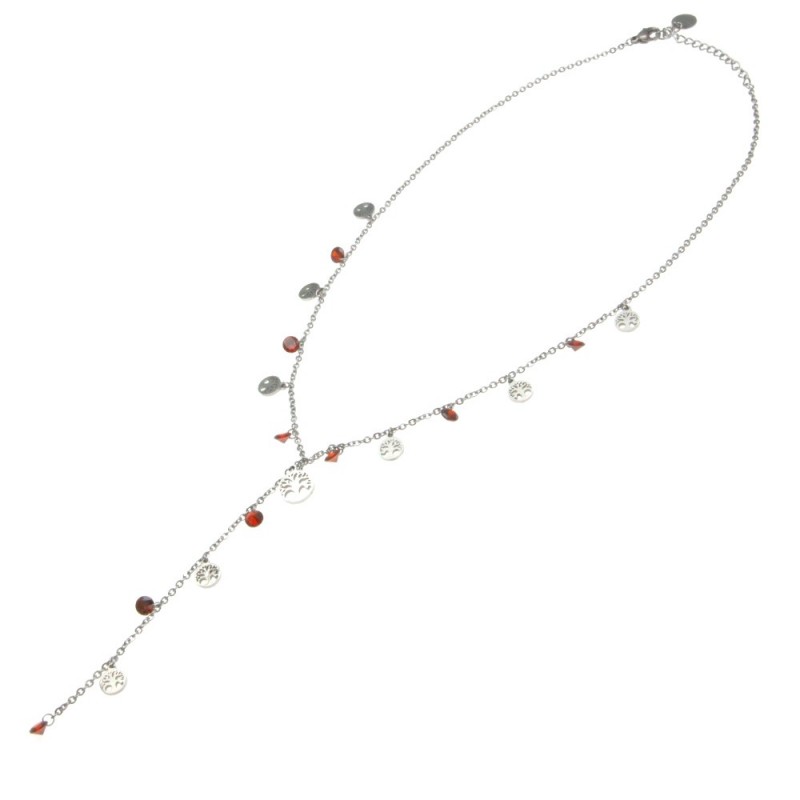 collana donna girocollo albero della vita e cristalli colorati
