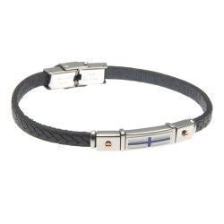 bracciale uomo con bandiere in pelle blu