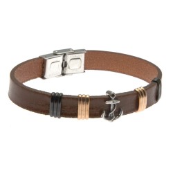 bracciale uomo con ancora in pelle
