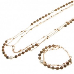parure donna collana e bracciale con perle e pietre