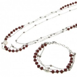 parure donna collana e bracciale con perle