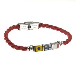 bracciale uom con bandiere in acciaio e cordoncino
