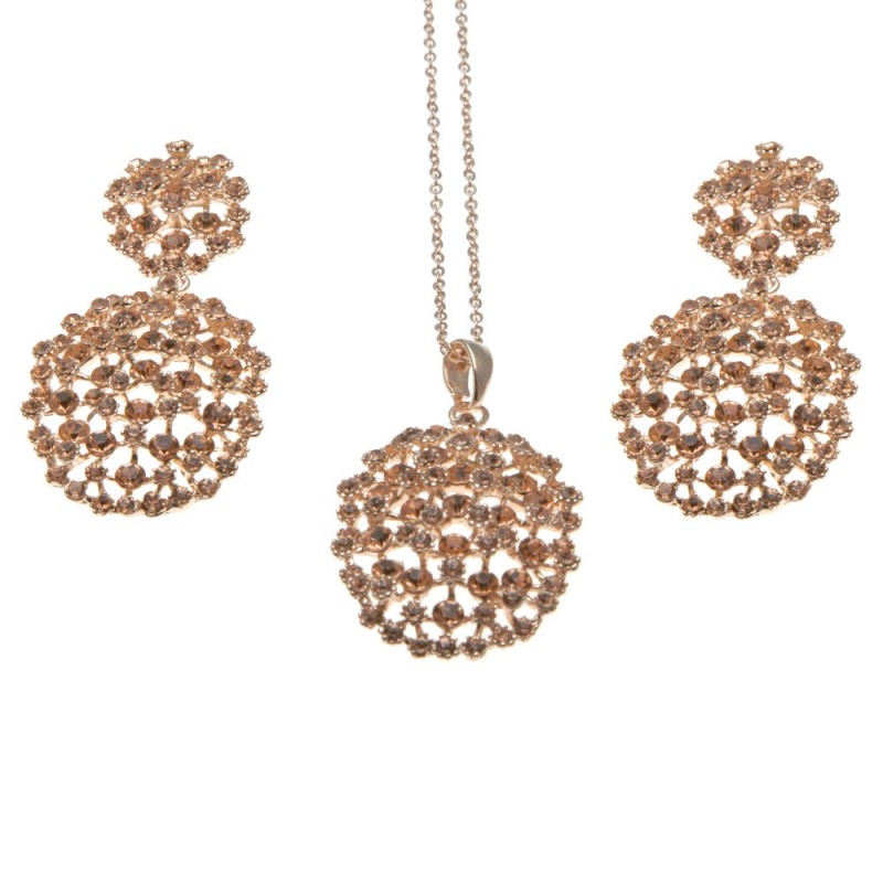 parure donna ciondolo e orecchini con strass
