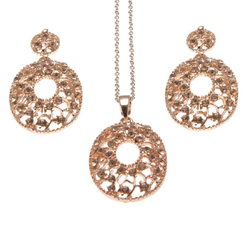 parure donna ciondolo e orecchini con strass