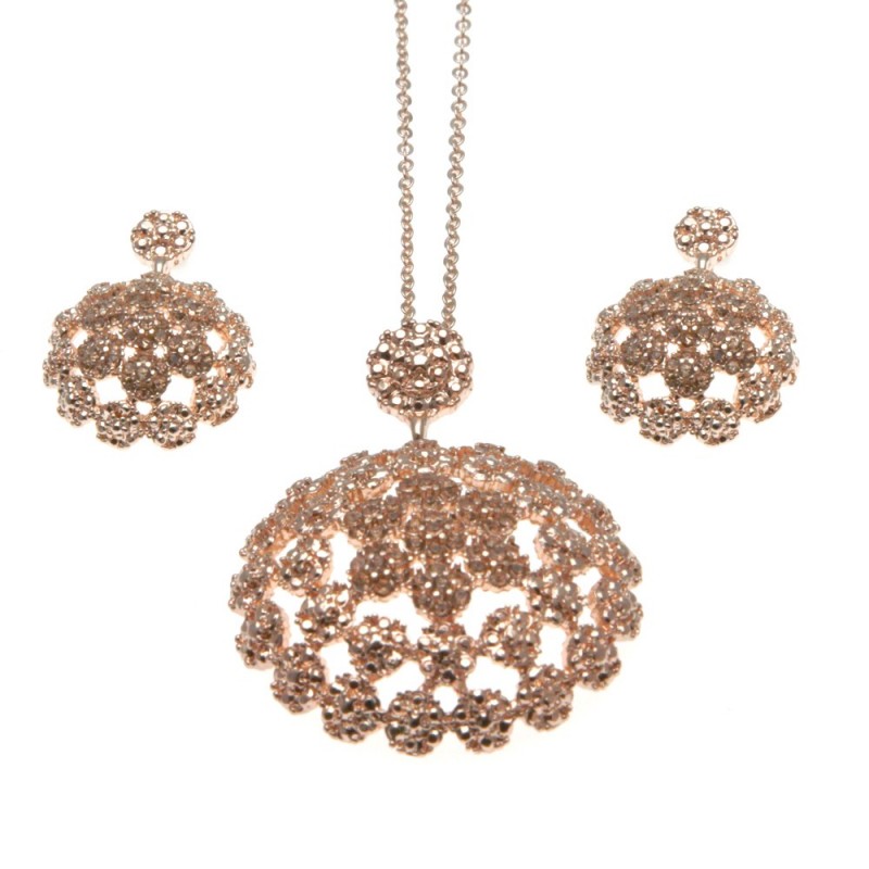 parure donna ciondolo e orecchini con strass
