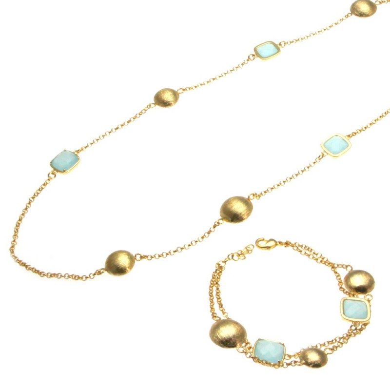 parure donna collana e bracciali con sristalli sfaccettati