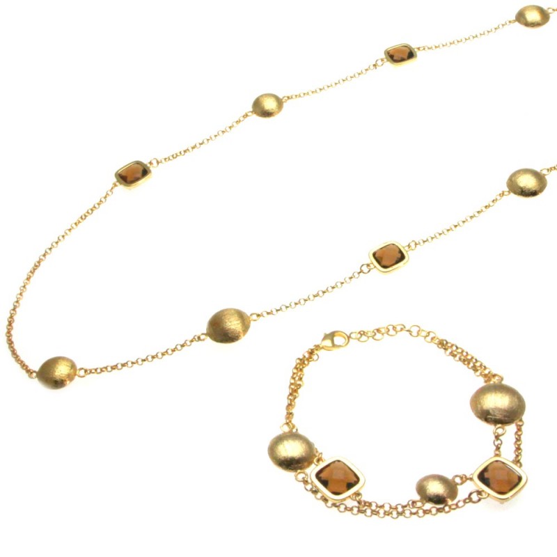 parure donna collana e bracciali con sristalli sfaccettati