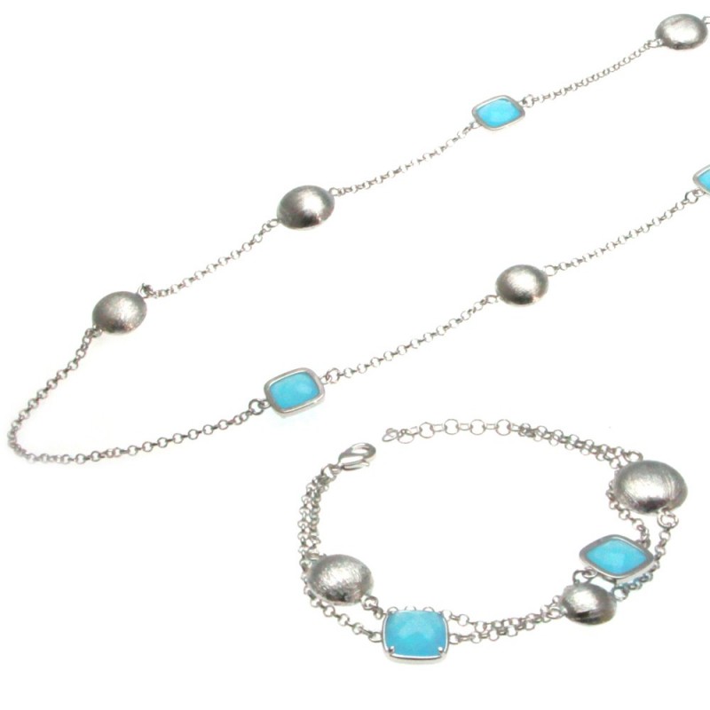 parure donna collana e bracciali con sristalli sfaccettati