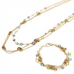 parure donna collana e bracciali con sristalli sfaccettati