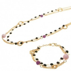 parure donna collana e bracciale in bronzo e pietre