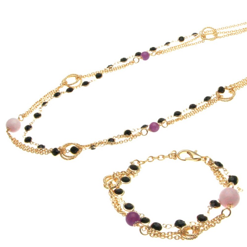 parure donna collana e bracciale in bronzo e pietre