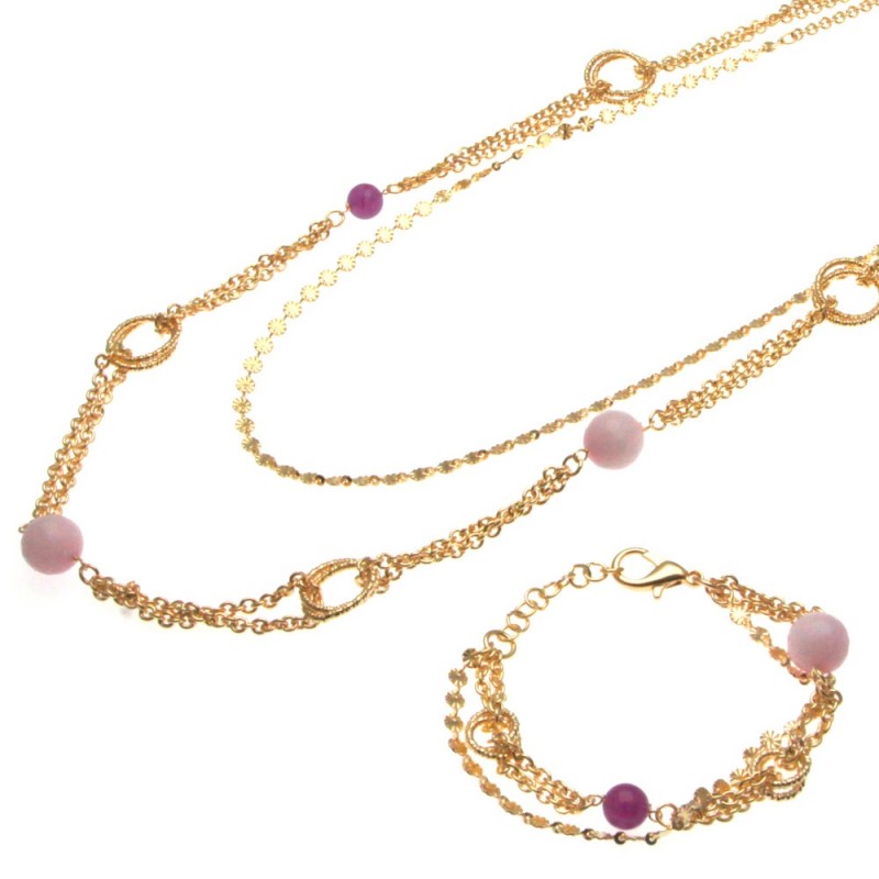 parure donna collana e bracciale in bronzo e pietre